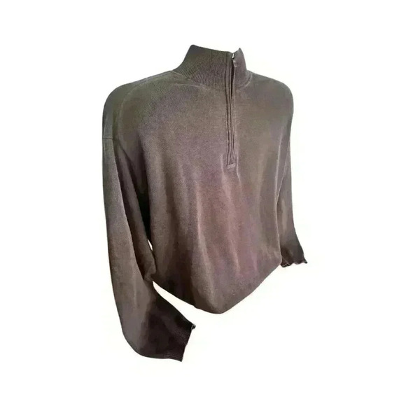 Men's Tommy Bahama Size XL Brown Half Zip Sweater Pullover Long Sleeve Cotton - Picture 3 of 11